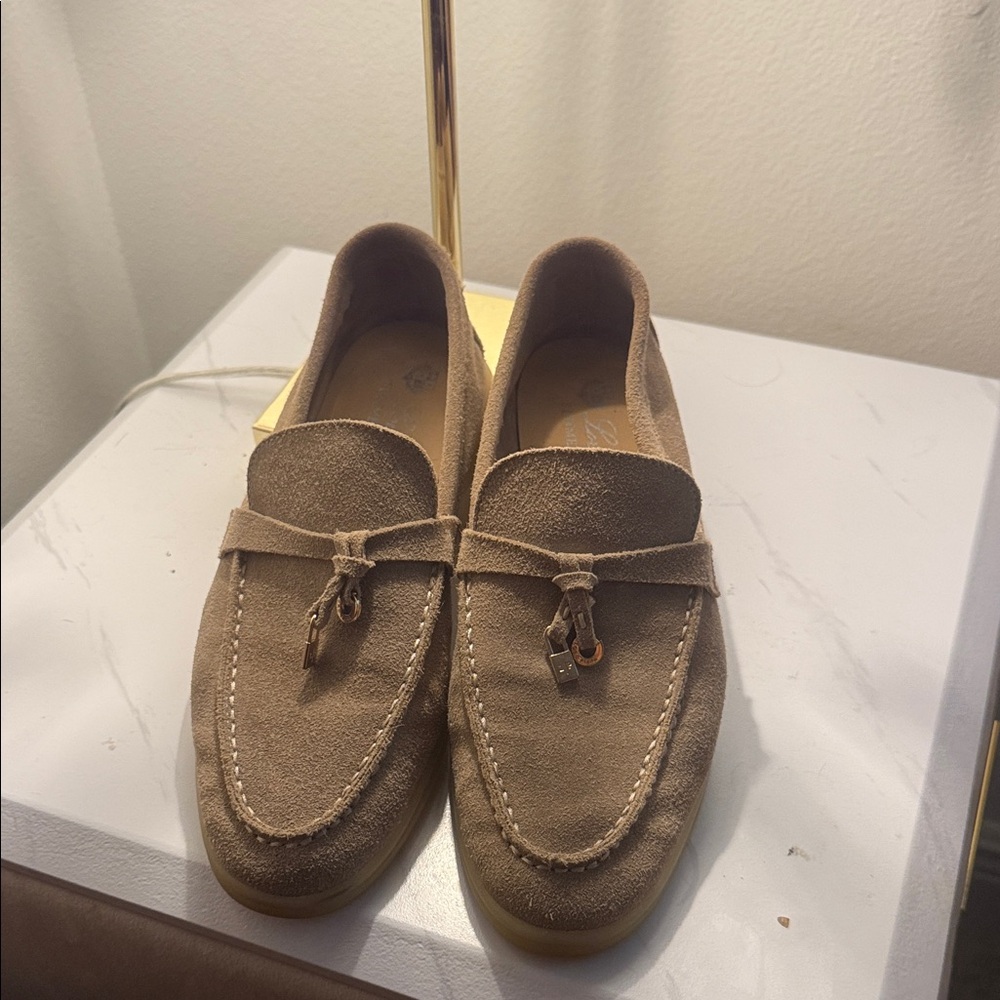 Loro Piana Women's Suede Loafers in Beige-Tan